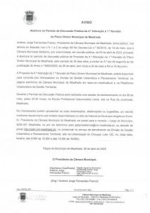 A Câmara Municipal da Mealhada realiza, dia 8 de maio, às 20h30, na Escola Profissional Vasconcellos Lebre, uma sessão de esclarecimento aberta à comunidade relativa à proposta da 4.ª Alteração da 1.ª Revisão do Plano Diretor Municipal (PDM). 