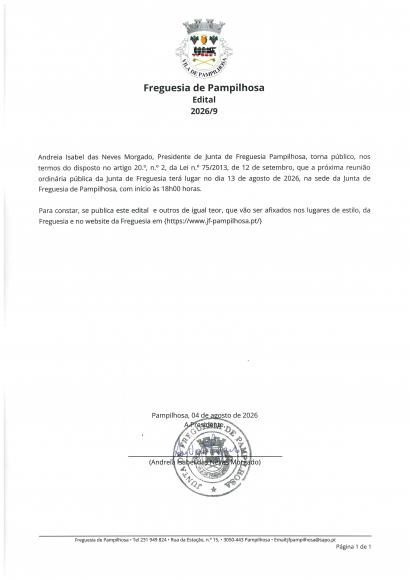 Reuni&atilde;o Ordin&aacute;ria P&uacute;blica - agosto