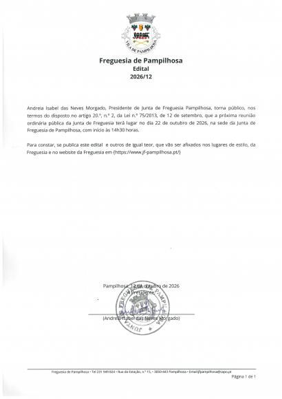 Reuni&atilde;o Ordin&aacute;ria P&uacute;blica - outubro